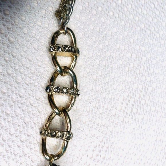 Statement Necklace Mixed Bead Links and Chain Silvertone and Ivory White - Picture 11 of 15